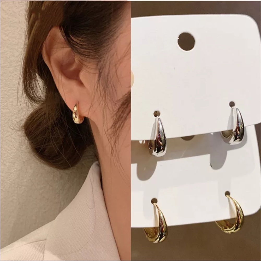 New 925 Silver Simple Needle Hoop Earrings - Picture 3 of 6